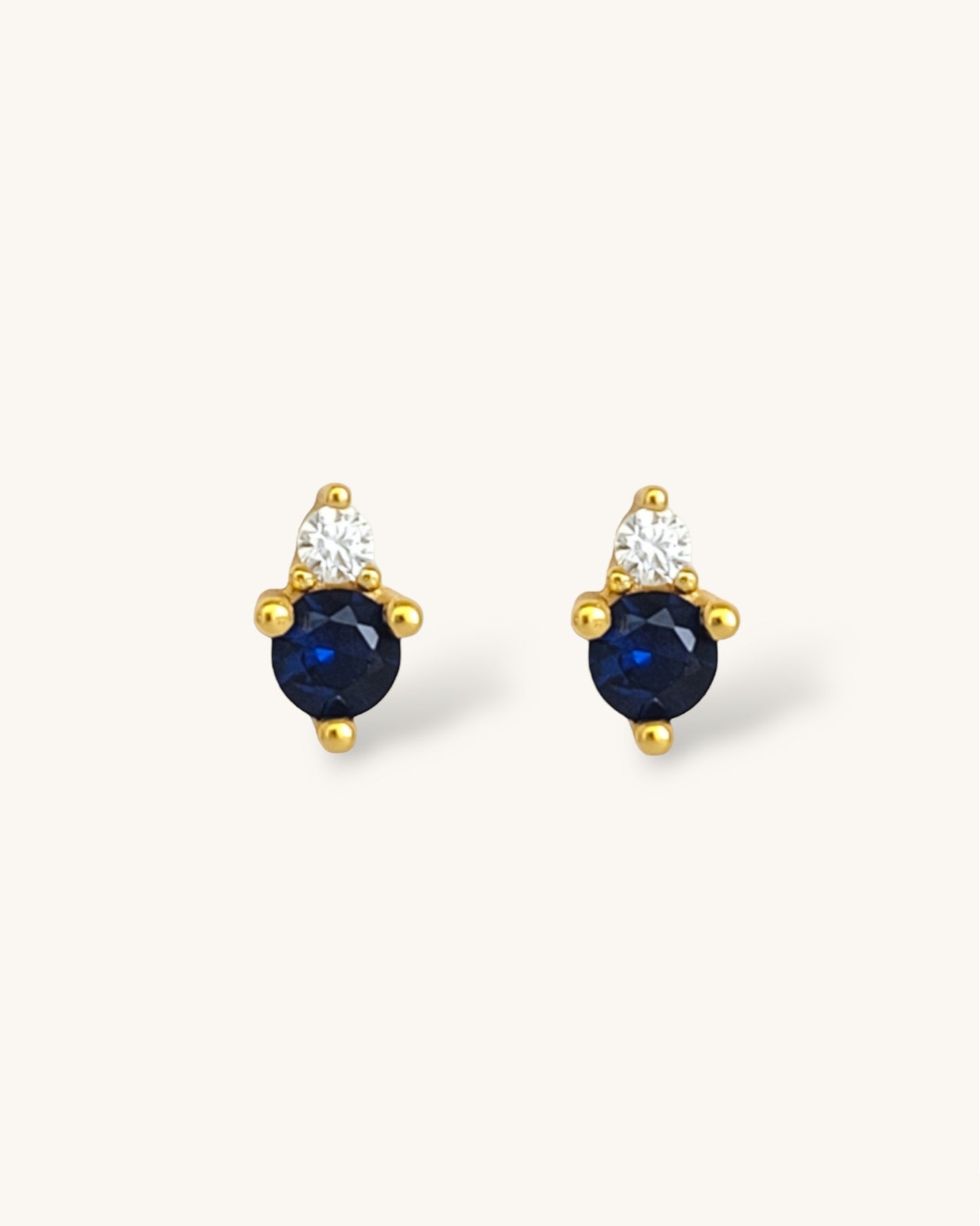 September Birthstone Stud Earrings with Sapphire CZ