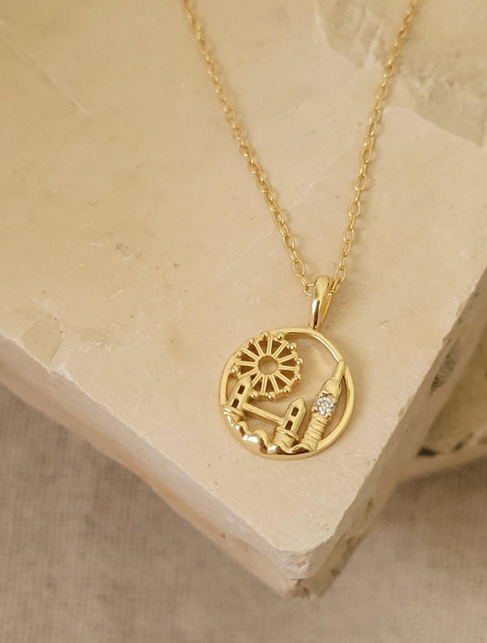 Gold Plated London Pendant Necklace