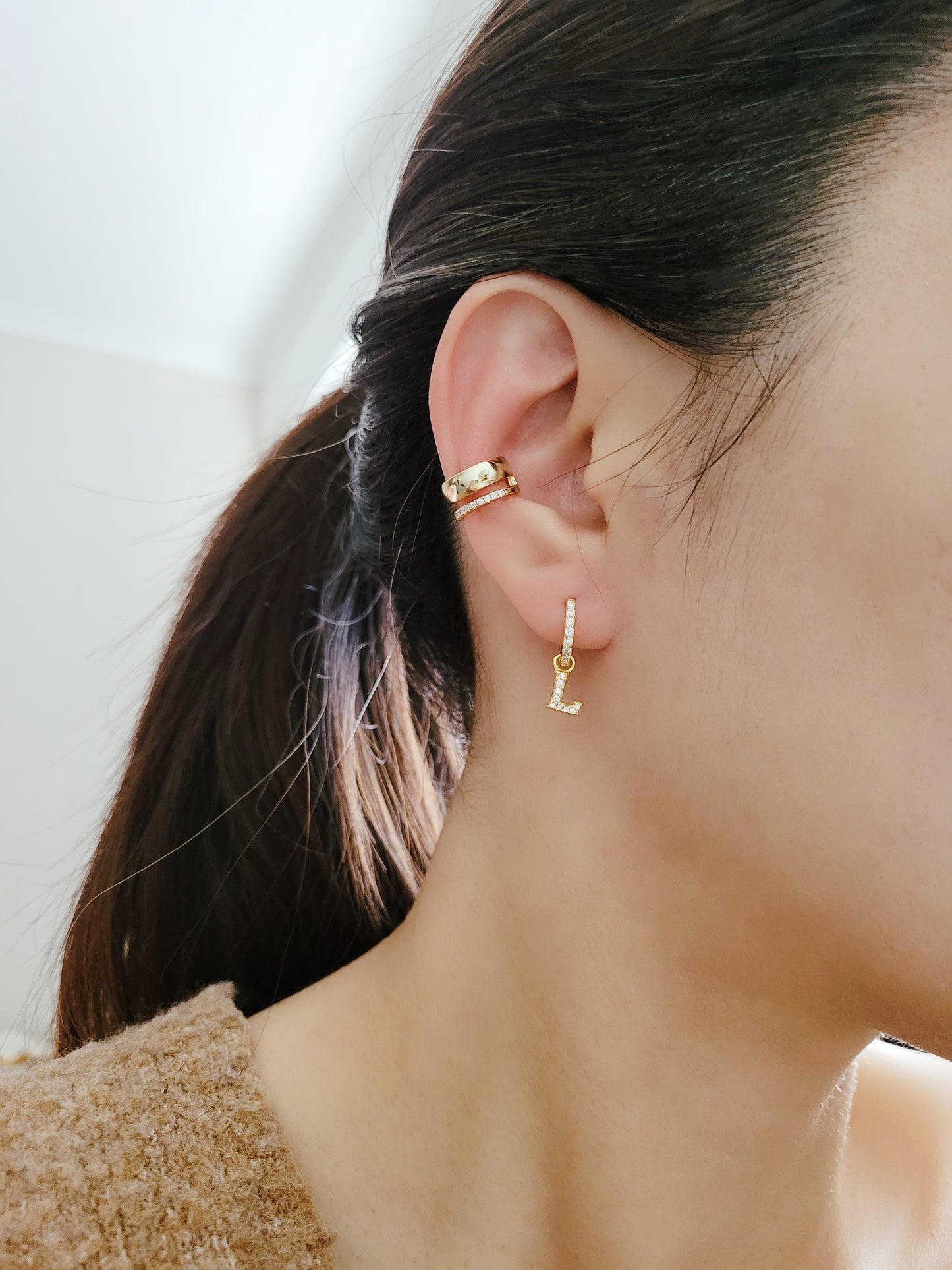 Initial Huggie Hoops