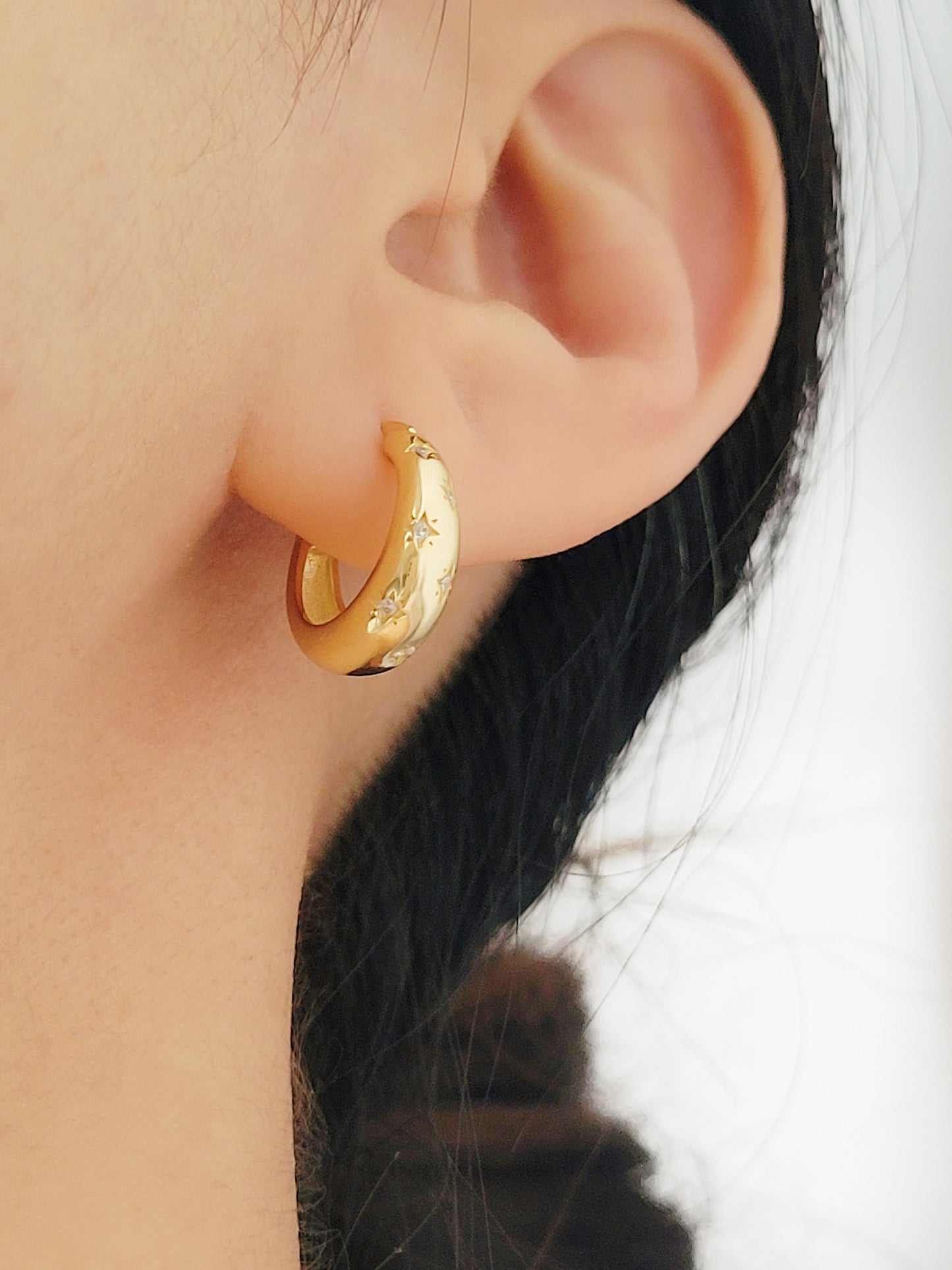 Chubby Star Hoop Earrings