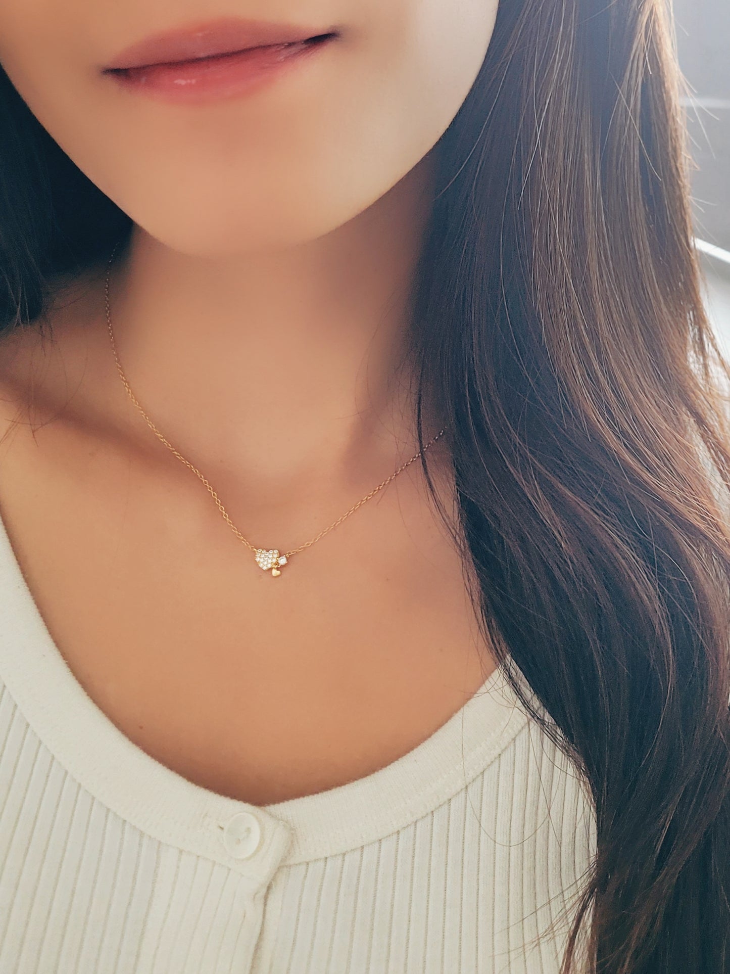 Dainty Tiny Gold Heart Charm Necklace