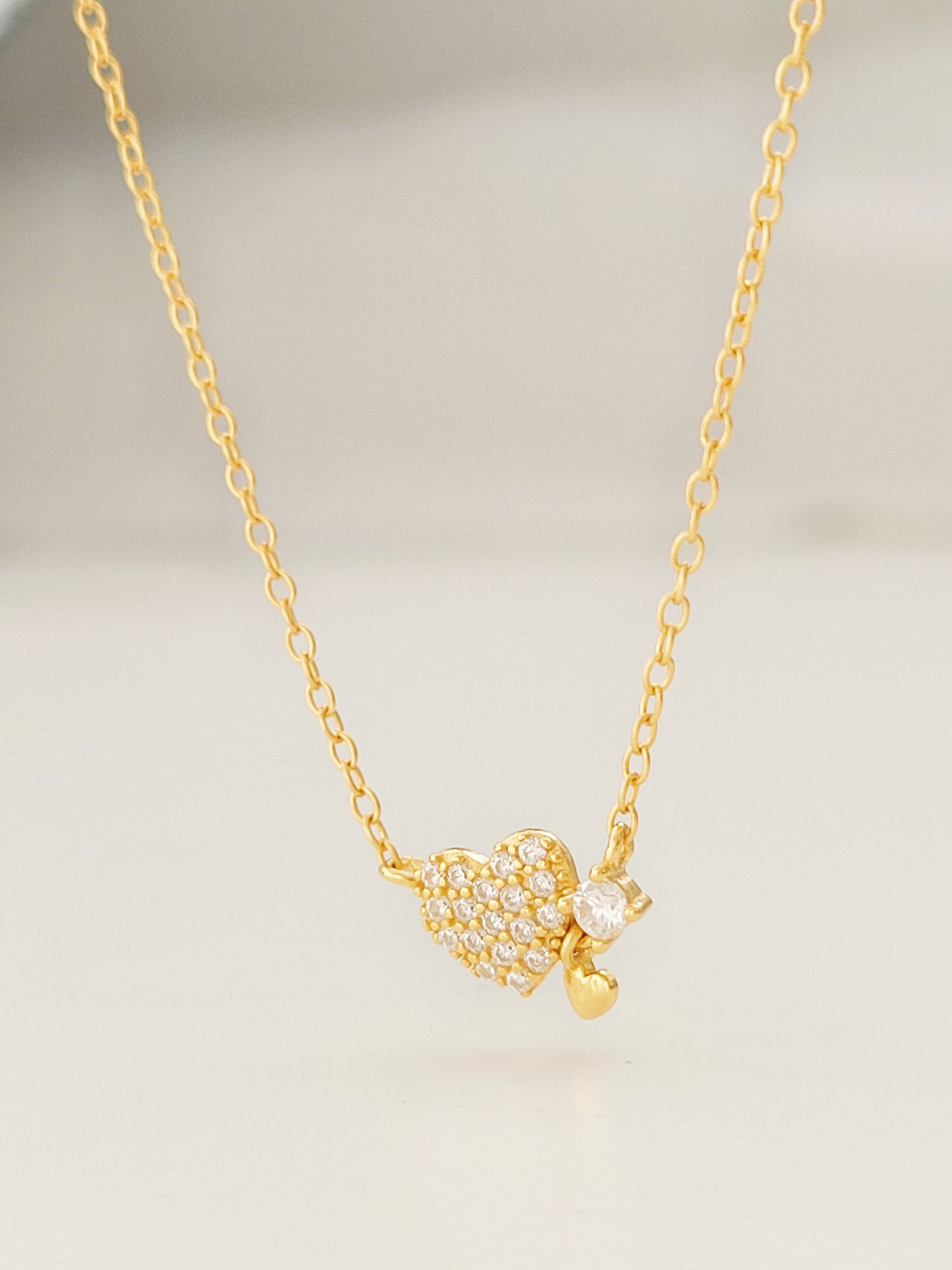 Dainty Tiny Gold Heart Charm Necklace