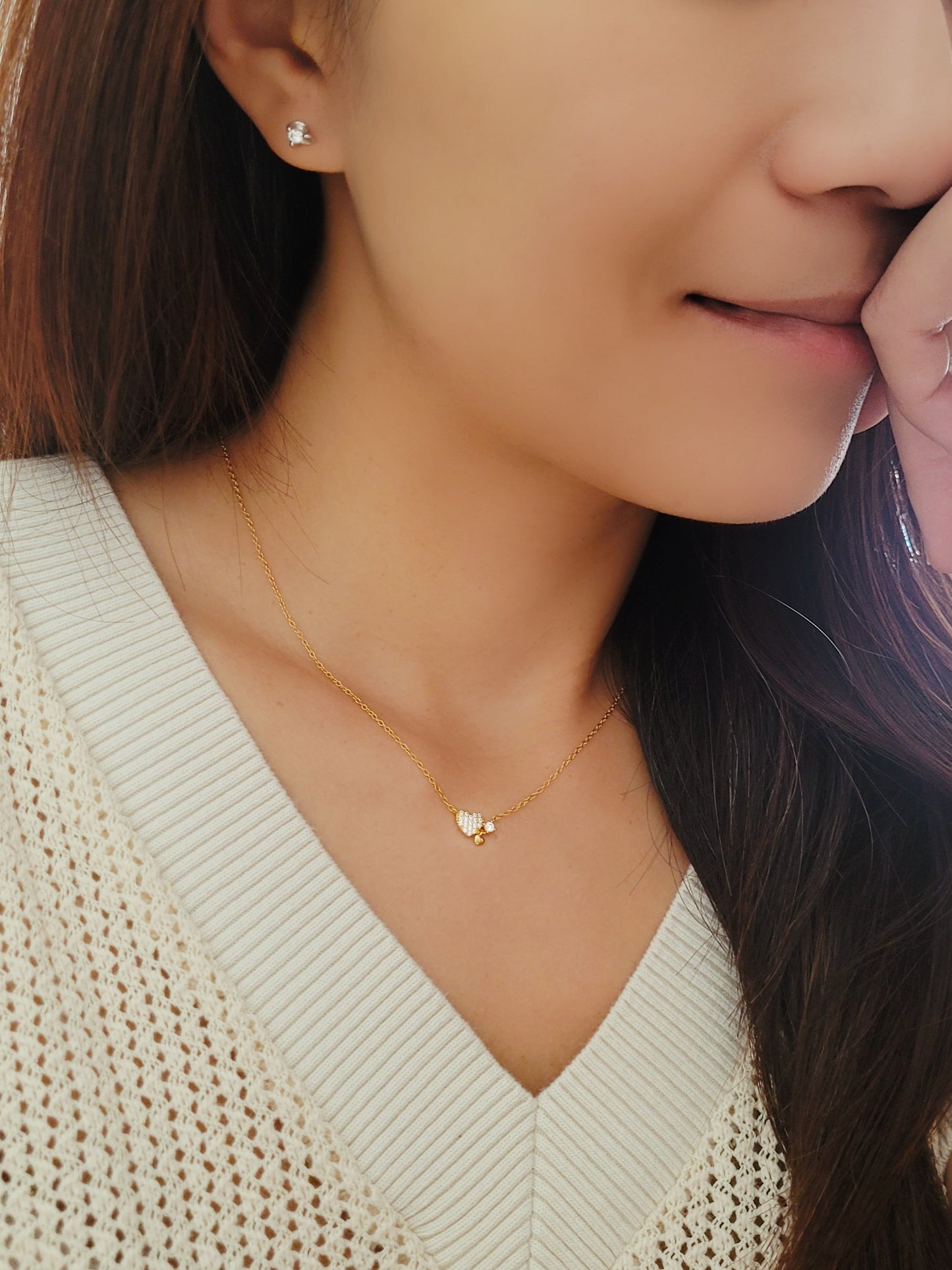 Dainty Tiny Gold Heart Charm Necklace