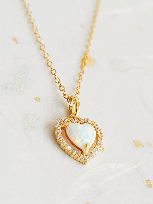 Dainty Heart Opal Necklace