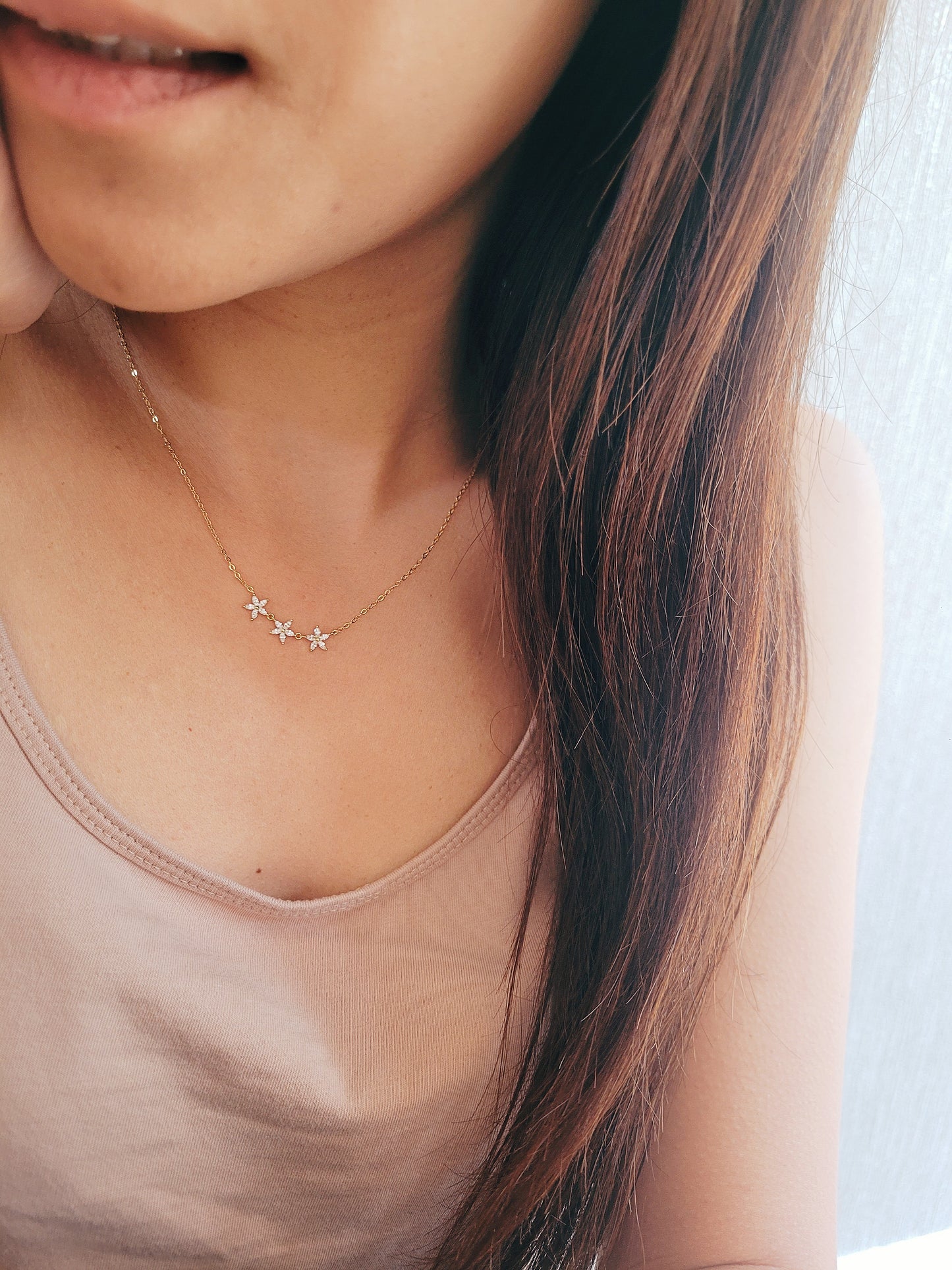 Triple Marquise Flower Necklace