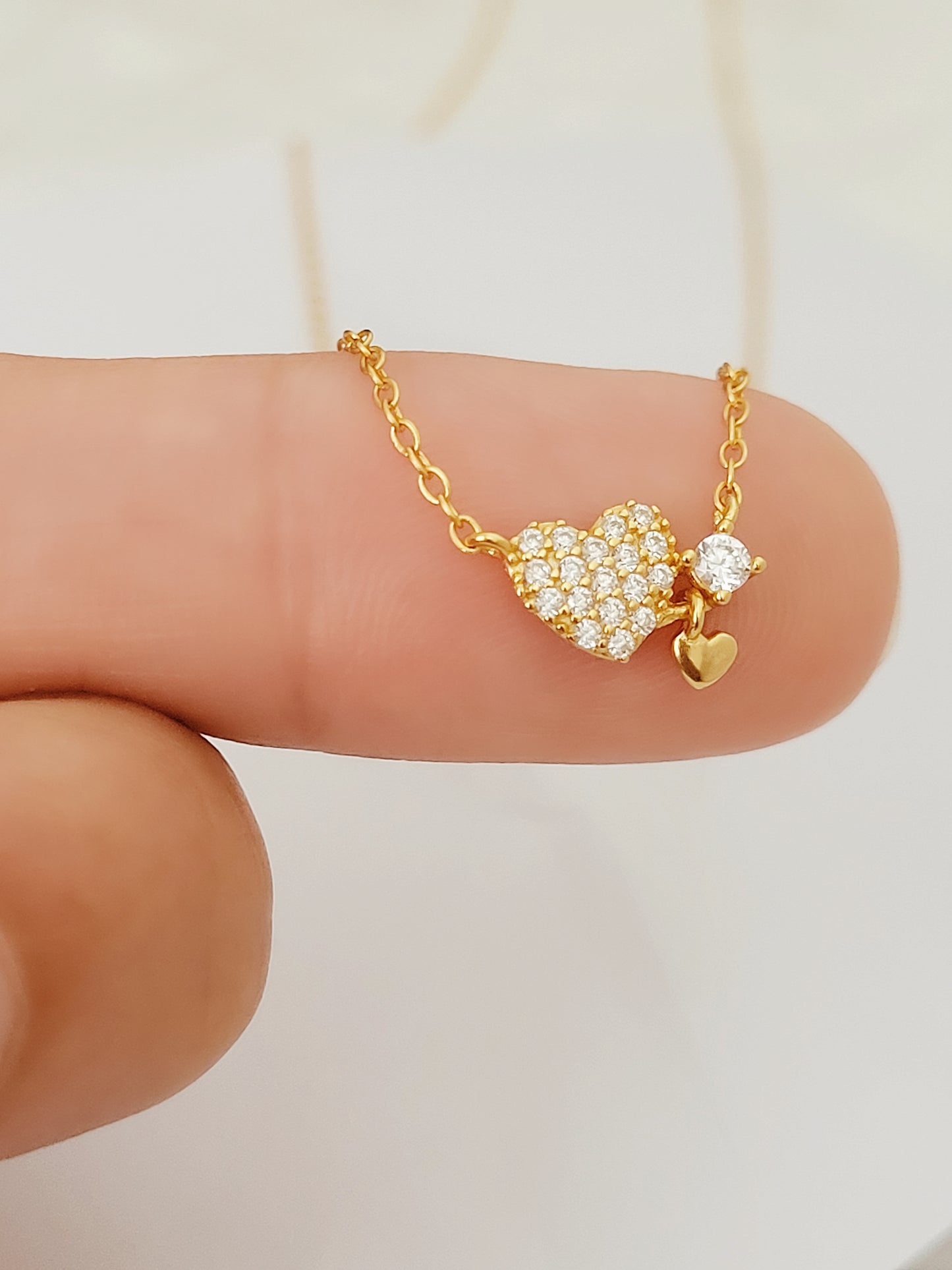 Dainty Tiny Gold Heart Charm Necklace