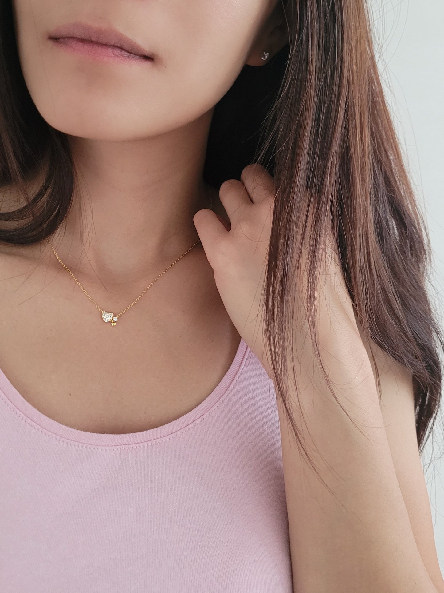 Dainty Tiny Gold Heart Charm Necklace