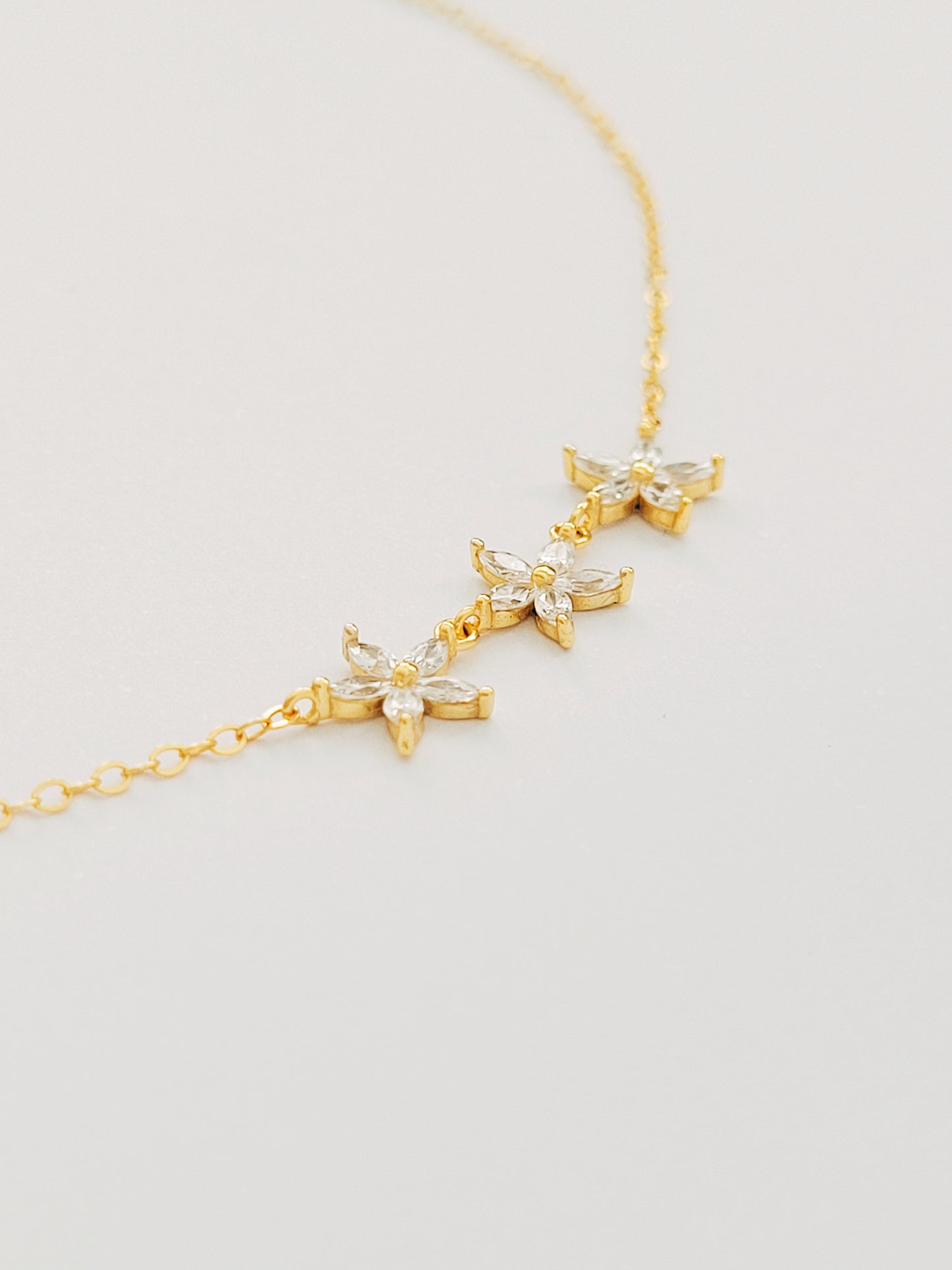 Triple Marquise Flower Necklace