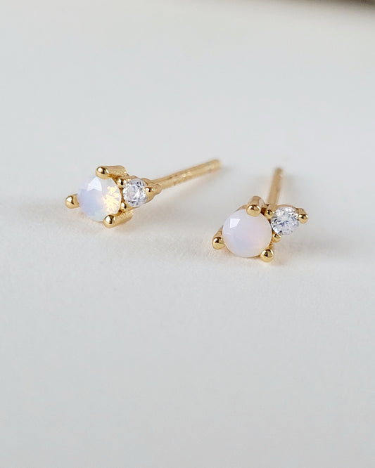 June Birthstone Stud Earrings with Moonstone CZ