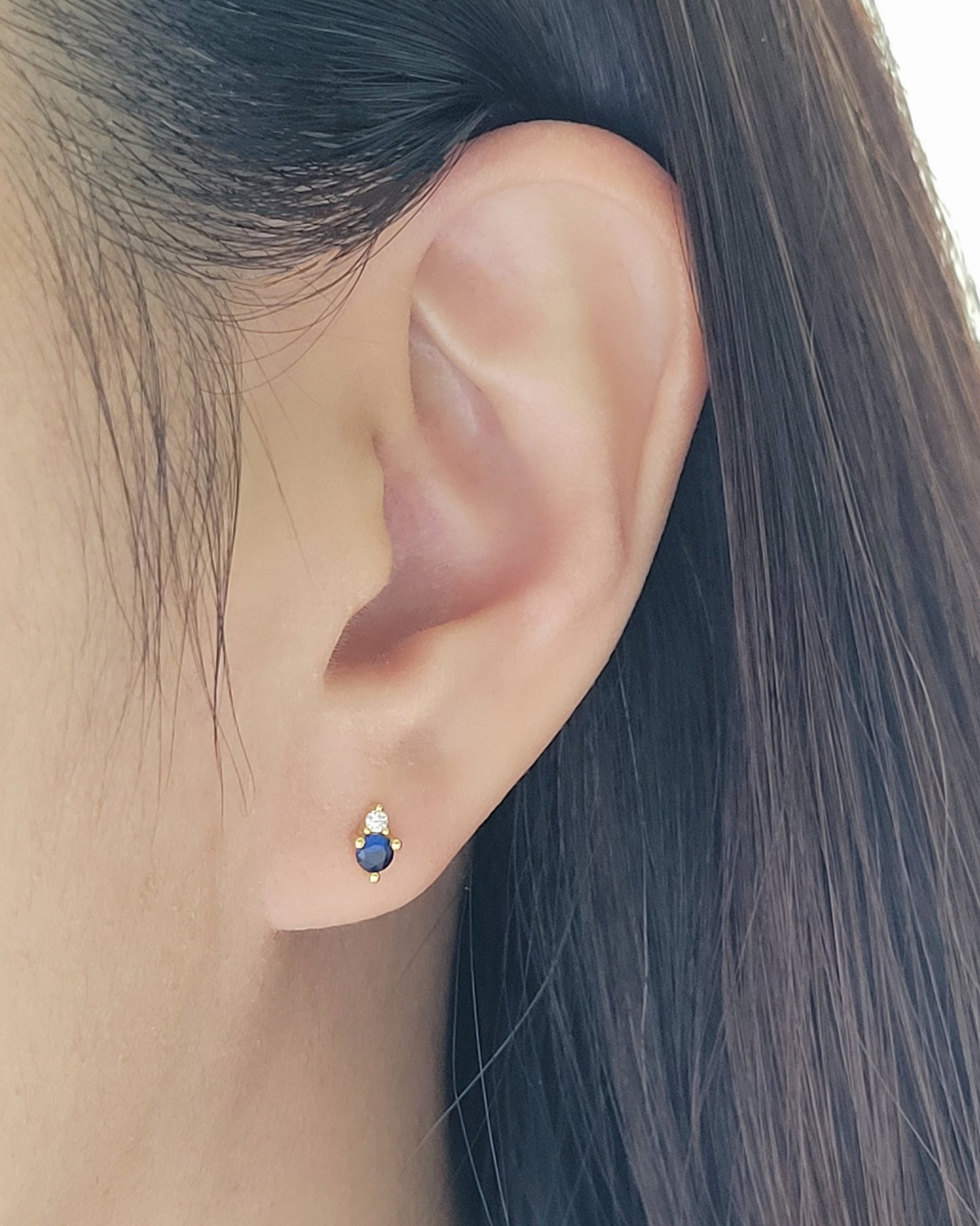 September Birthstone Stud Earrings with Sapphire CZ