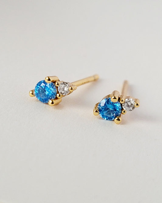December Birthstone Stud Earrings with Tanzanite CZ