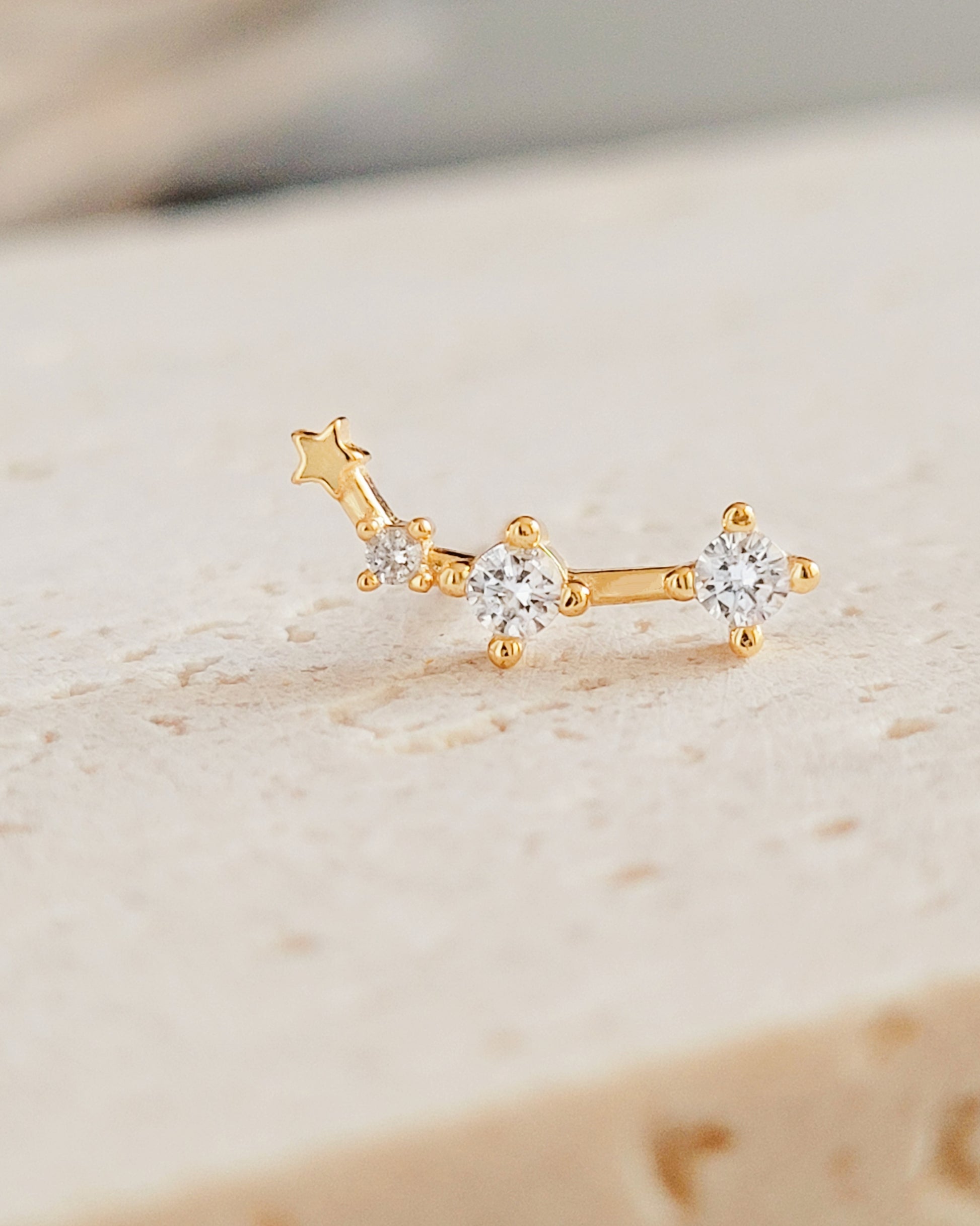 Zodiac Constellation Earring Aries gold earrings