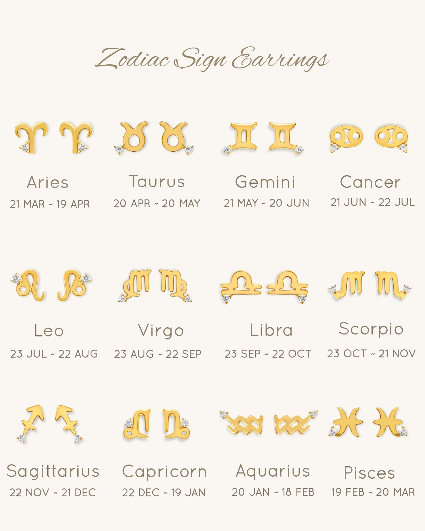 Starry Zodiac Sign Earrings · Libra